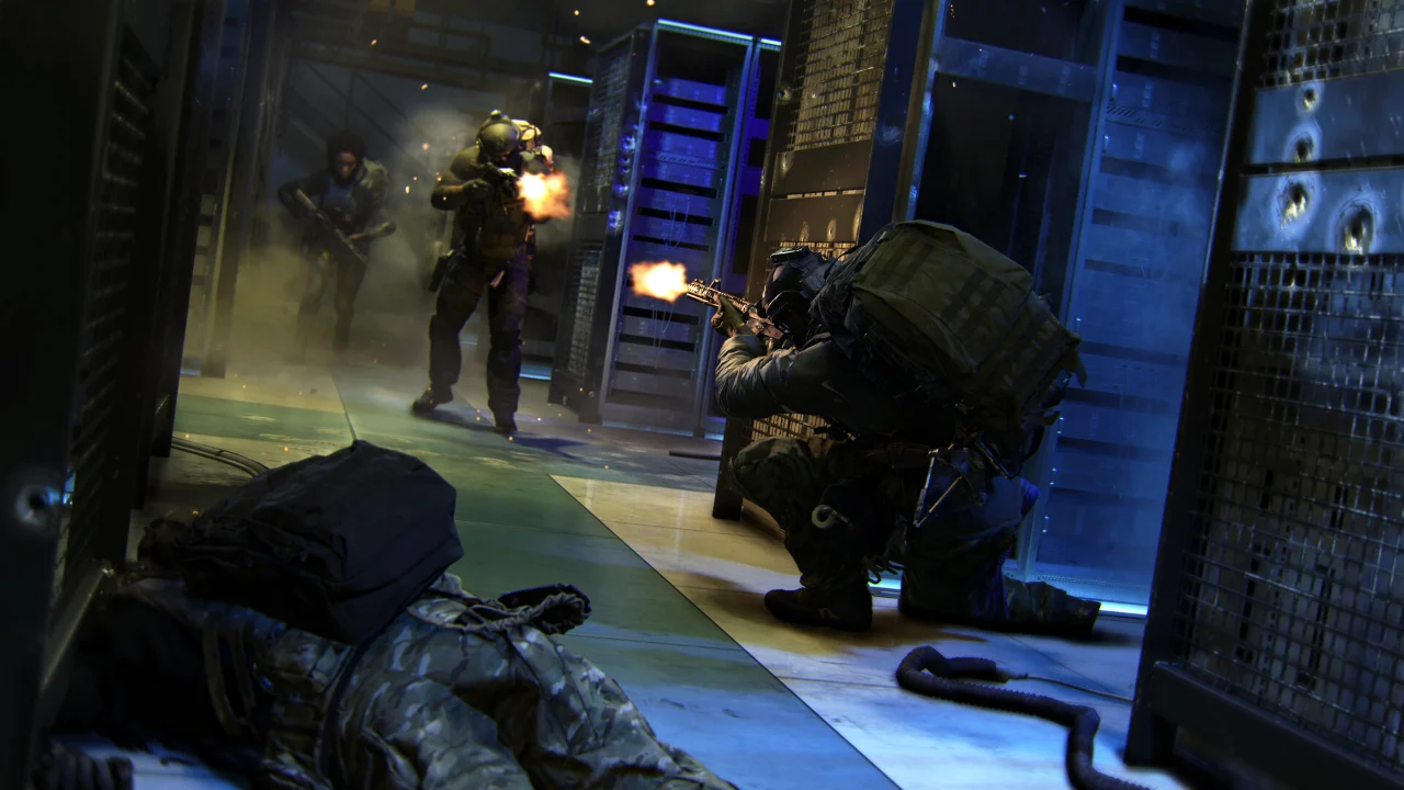 Operators trading fire between server racks in Call of Duty: Modern Warfare 4
