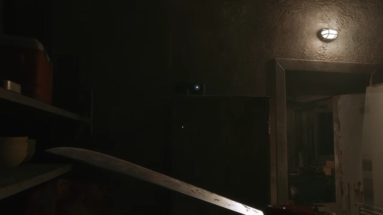 The Rifled Barrel pistol upgrade glowing on top of a locker in a dark Hellraiser: Revival sewer room