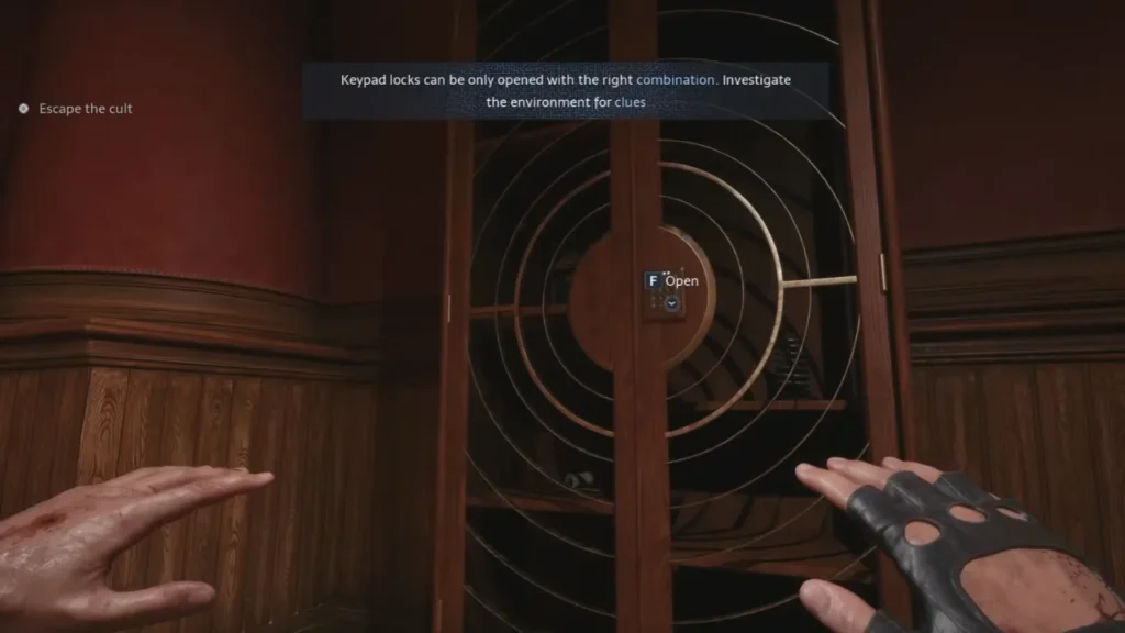 Keypad cabinet in the painting gallery in Hellraiser: Revival